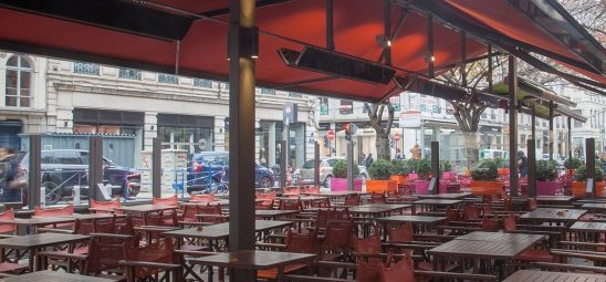 HEATSCOPE VISION, Heizstrahler-Installation, Herbst-Café, Paris