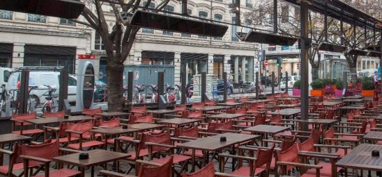 HEATSCOPE VISION, Heizstrahler-Installation, Herbst-Café, Paris