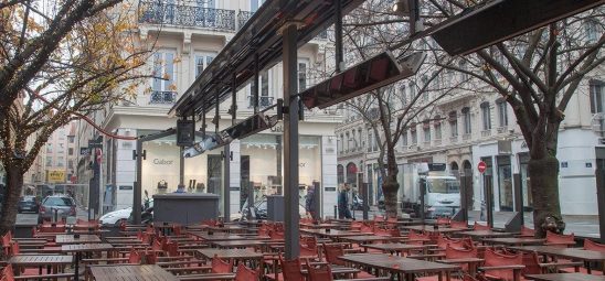 HEATSCOPE VISION, Heizstrahler-Installation, Herbst-Café, Paris