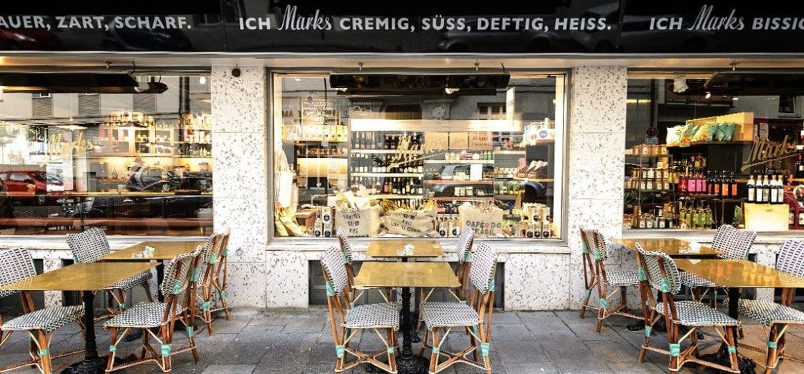 HEATSCOPE Vision: dezenter Ambiente-Heizstrahler im Cafe Marks, Muenchen